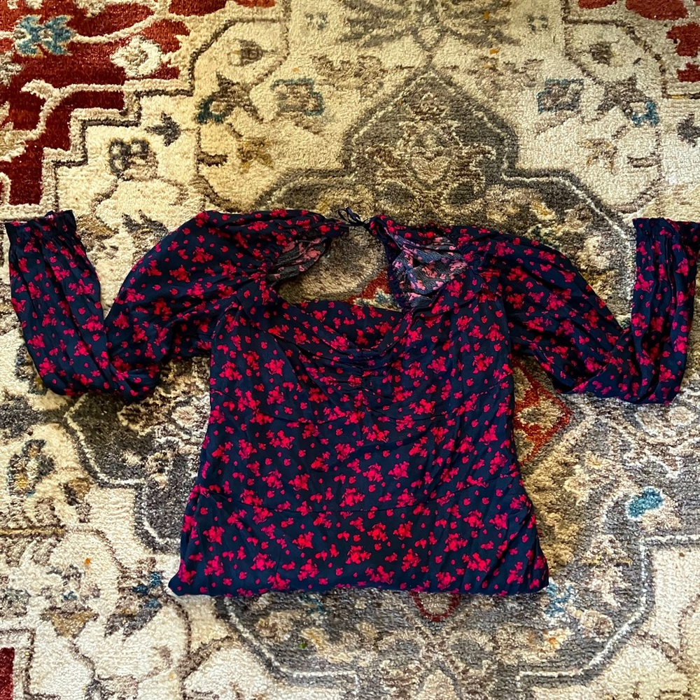Crimson and Navy Floral Dress